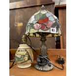 STAINED GLASS DRAGON FLY SHADED TABLE LAMP AND ONE OTHER