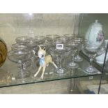 COLLECTION OF BABY CHAM STEM GLASSES AND BABY CHAM ADVERTISING MASCOT