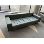 NAUGHTONE BLUE GREY BUTTONED UPHOLSTERED LOW BACK SOFA ON METAL LEGS