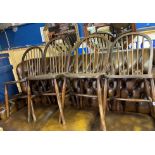 SET OF FOUR BEECH HOOP SPINDLE BACK COUNTRY CHAIRS