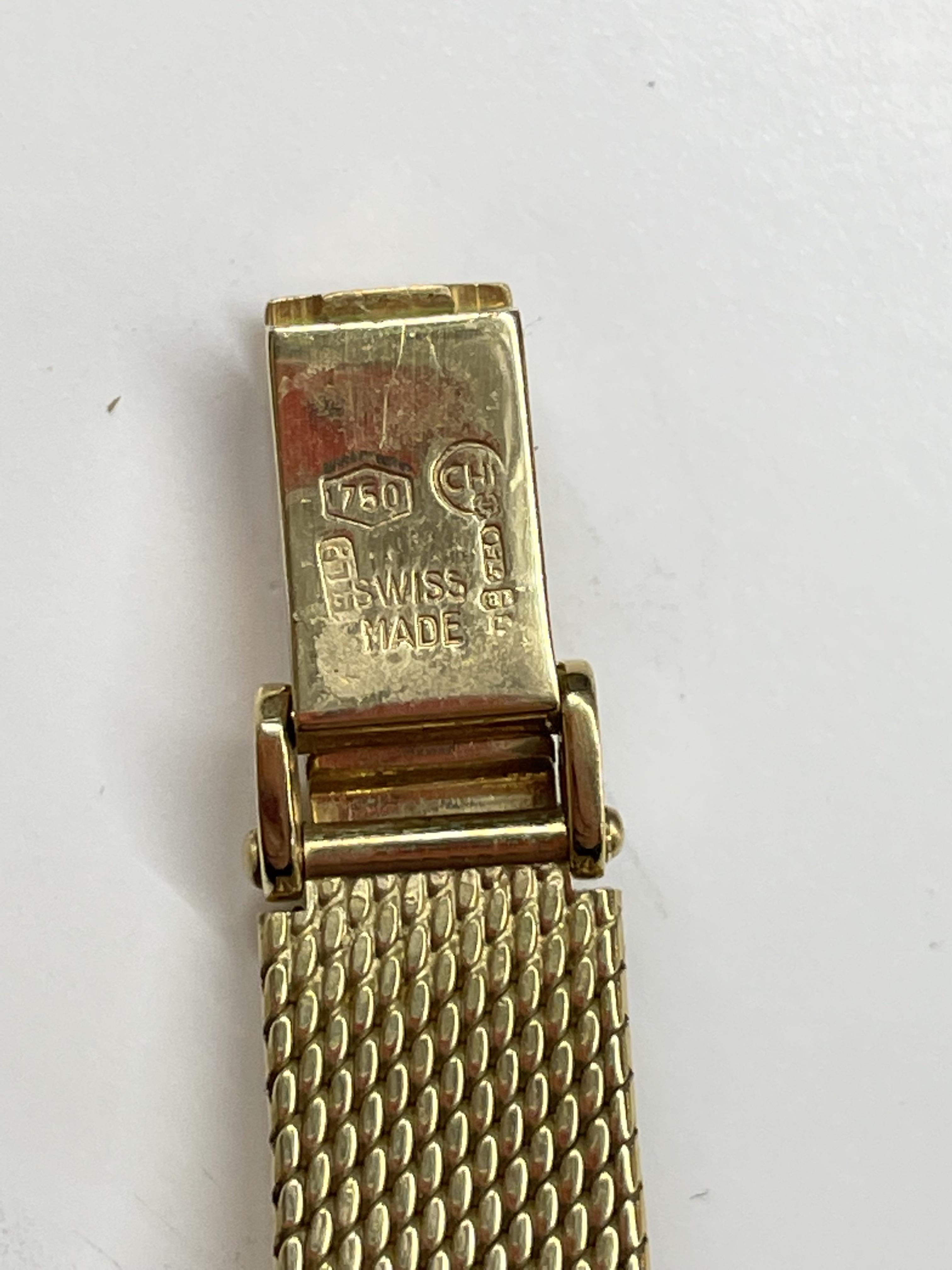 LADIES BULOVA BARK EFFECT GOLD CASED WRIST WATCH AND STRAP STAMPED 750, 35. - Image 4 of 4