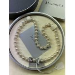 A CASED SET OF MAJORCA PEARL NECKLACE WITH DIAMONTE CLASP