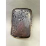 BIRMINGHAM SILVER CONVEX CIGARETTE CASE WITH ENGRAVED DECORATION, FASTENER AS FOUND 2.