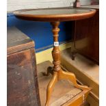 REPRODUCTION LEATHER CIRCULAR TOPPED TRIPOD WINE TABLE