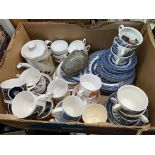 BOX - BLUE AND WHITE WILLOW PATTERN WARE, WEDGWOOD PIN DISHES,