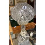 GLASS ETCHED TABLE LAMP WITH MUSHROOM SHADE AS FOUND