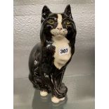 WINSTANLEY SIZE 42 BLACK AND WHITE SEATED CAT FIGURE