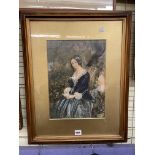 GEORGE BAXTER PRINT ENTITLED THE DAY BEFORE MARRIAGE CL353 JULY 30TH 1853 FRAMED AND GLAZED