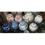 PAIR OF MASONS OVOID GINGER JARS AND COVERS, WILLOW PATTERN, CHINESE,