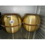 PAIR OF DAVID HUNT DESIGNER GOLD LAMP SHADES