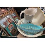 CARTON - ADVERTISING MIRRORS, WASH JUG AND BOWL,