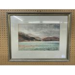 SIGNED WATERCOLOUR OF A COSTAL SEASCAPE BY H.E.
