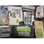 ALBUM AND BINDERS OF GB POSTAGE STAMPS AND 1ST DAY COVERS AND TIN OF STAMPS