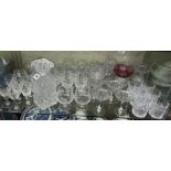SHELF OF GOOD QUALITY ETCHED CUT GLASSWARE