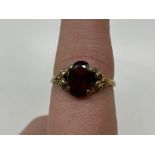 9CT GOLD GARNET RING SIZE N, 2.