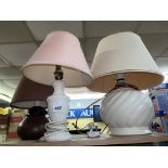 PAIR OF ALABASTER OVOID TABLE LAMPS,