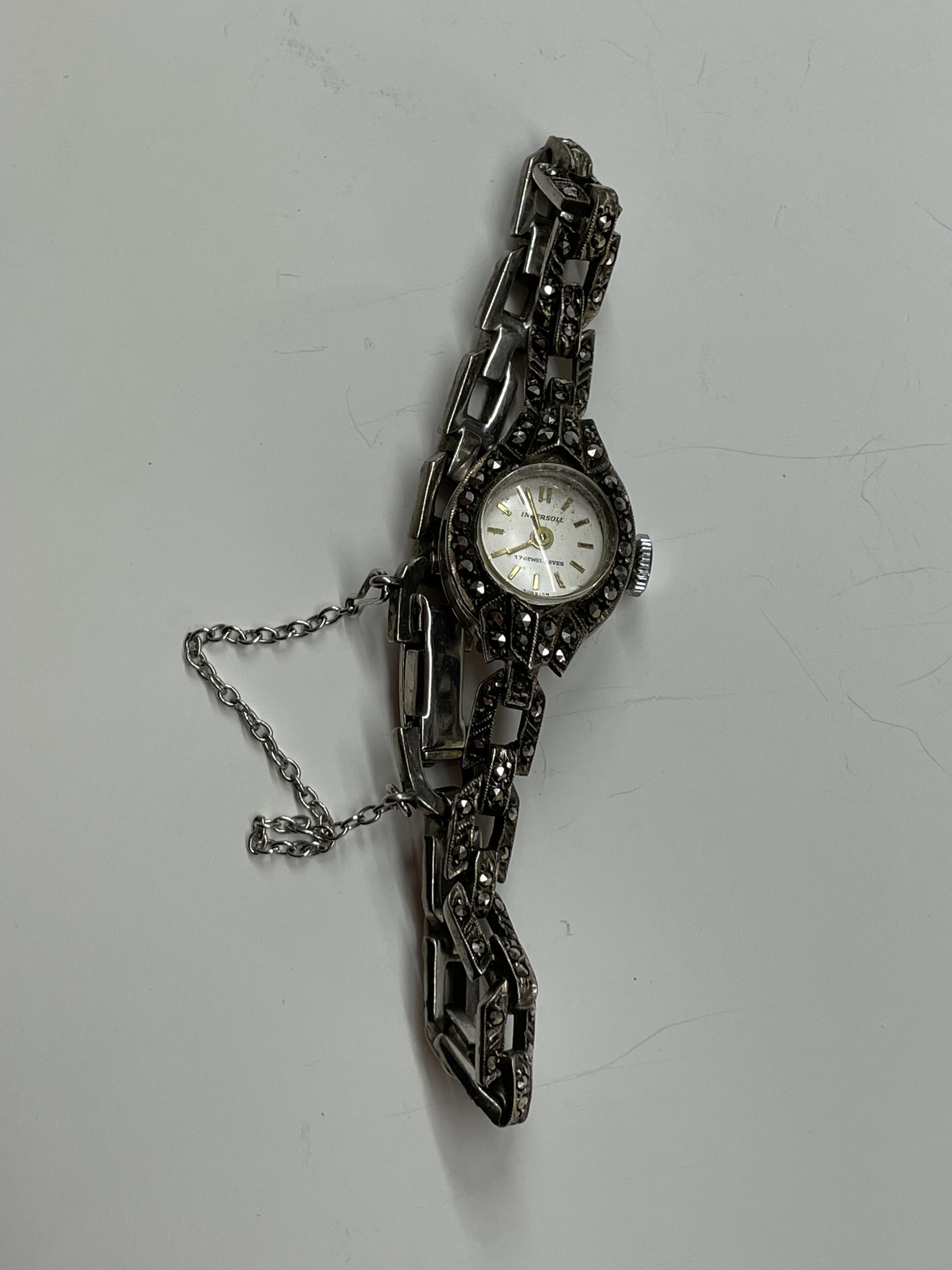 925 SILVER CASED INGERSOL MARCASITE COCKTAIL WATCH - Image 2 of 3