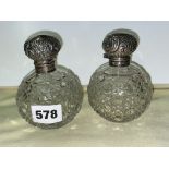 SILVER EMBOSSED POMMEL HINGE TOP GLOBULAR SCENT BOTTLES