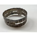 STAMPED SILVER DOUBLE BAND BRACELET WITH SAFETY CHAIN 1.