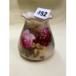 ROYAL WORCESTER SQUAT VASE PAINTED WITH ROSES NUMBER G957