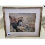 SIGNED WATERCOLOUR TITLED "THE MILL, BOSHAM, 1908" BY H.E.