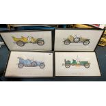 SERIES OF FOUR VINTAGE EARLY MOTOR CAR PRINTS