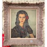 CLIFFORD HALL 1904 - 1973 OIL ON CANVAS PORTRAIT OF A SPANISH LADY FRAMED SIGNED AND DATED 1940