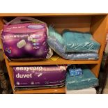 TWO EASYCARE DUVETS AND BALE OF NEW TOWELS