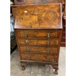 COMPACT WALNUT CROSS BANDED BUREAU