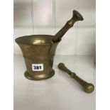 BRONZE MORTAR AND PESTLE