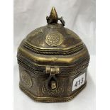 EASTERN BRONZE OCTAGONAL DOMED BOX WITH HINGED COVER AND LOCKING LOOP