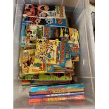 CRATE CONTAINING BEANO COMIC ANNUALS AND THE BEANO COMIC BOOKS LIBRARY