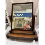 VICTORIAN MAHOGANY SWING TOILET MIRROR ON BUN FEET