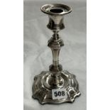 SHEFFIELD SILVER MID 18TH CENTURY STYLE CANDLESTICK WITH LOADED BASE