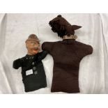 TWO VINTAGE MID 20TH CENTURY HAND PUPPETS OF A POLICEMAN AND A DOG