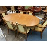 G PLAN TEAK OVAL DINING TABLE AND SIX CHAIRS
