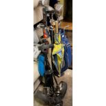 TWO BAGS OF VARIOUS GOLF CLUBS,