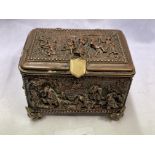 SMALL 19TH CENTURY CONTINENTAL METALWORK CASKET,