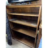 OAK OPEN BOOK CASE ON BUN FEET