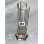 SILVER BASED HEXAGONAL GLASS PANEL VASE