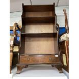 MAHOGANY WATERFALL DWARF BOOKCASE WITH FITTED BASE DRAWER