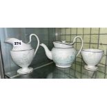 EARLY 19TH CENTURY CREAMWARE TEA SERVICE DECORATED EN GRISAILLE WITH CLASSICAL FIGURES,