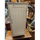 WHITE PAINTED SLATTED BEDSIDE CUPBOARD