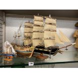 MODEL OF FRAGATA ESPANOLA SIGLO XVII AND TWO OTHER SMALLER MODELS OF SHIPS