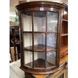 MAHOGANY CONVEX GLAZED HANGING CORNER CUPBOARD