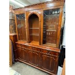 YEW ETCHED GLAZED DISPLAY CABINET