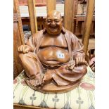 WOOD EFFECT SEATED BUDDHA