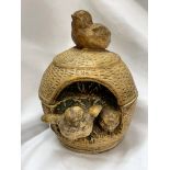 THURINGA BIRD AND CHICK BASKET BOX AND COVER,