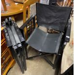 PAIR OF BLACK ASH FOLDING CANVAS DIRECTORS STYLE ARMCHAIRS