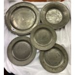 19TH CENTURY PEWTER PLATES WITH ASSORTED TOUCH MARKS,